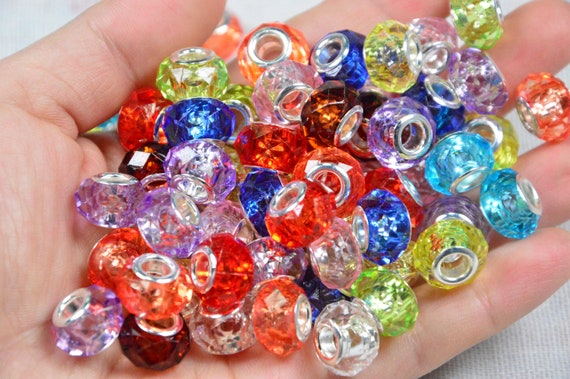 Mixed European Beads Large Hole Spacer Beads, Faceted Transparent Acrylic  Beads, DIY Bracelet Jewelry Bead Charms -  Norway