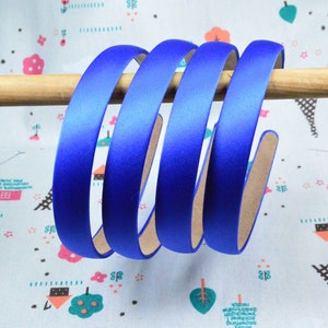 10pcs x 20mm satin headbands, fluorescent blue satin covered plastic headbands, plastic hair bands, blank hair headband