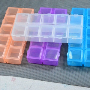 Rectangular plastic box, Clear plastic box with Unmovable 10 Grids and Separate lids, Jewelry beads organizer box container box 13.3x6x1.9cm
