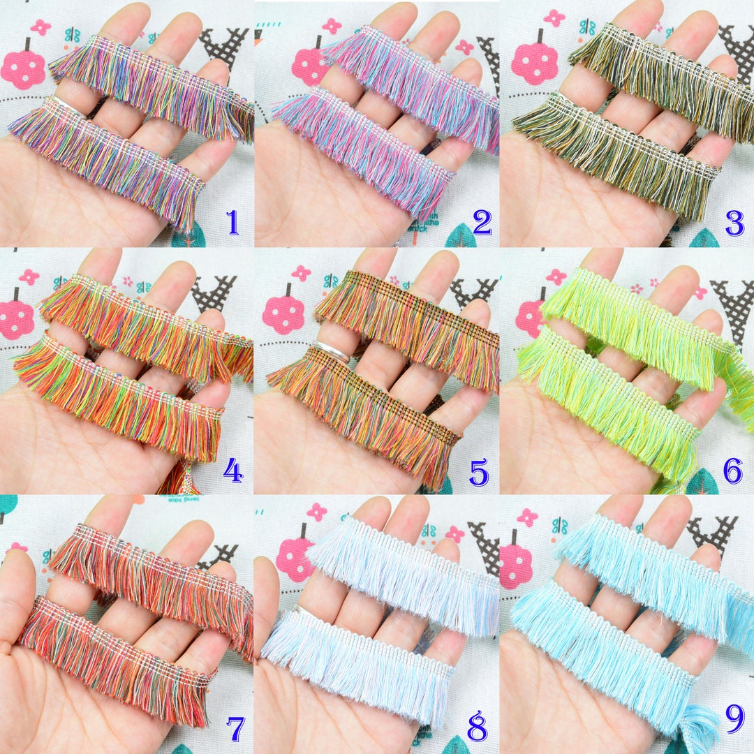 10ft Multicolor Cotton Brush Fringe Trim, 1'' Wide Cotton Tassel Tape