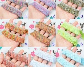10ft multicolor cotton brush fringe trim, 1'' wide cotton tassel tape ribbon sewing trim, choose your color