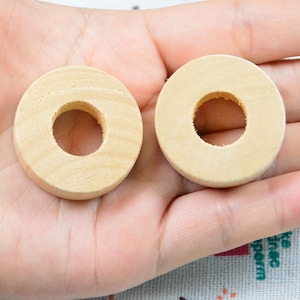 20 Stück Holzkreise, unbehandelte dicke flache Holzkreise Ringe 34mm