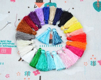 50 pcs assorted color silk tassels, 1.0 inch mini tassels creative embellishment