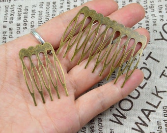 50 pcs antique bronze metal hair combs, 5teeth/10teeth metal combs