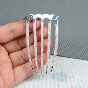 Zilveren metalen haarkammen, Filigraan zilveren kammen, 5 tanden metalen kammen, 5 tanden haarvorken haarhouder