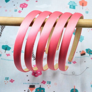 10pcs x 15mm satin headbands, watermelon satin covered plastic headbands, satin hair bands hair hoop