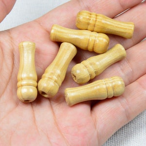 20pcs wooden beads, Varnished Vase shape wooden tubes 10x29mm