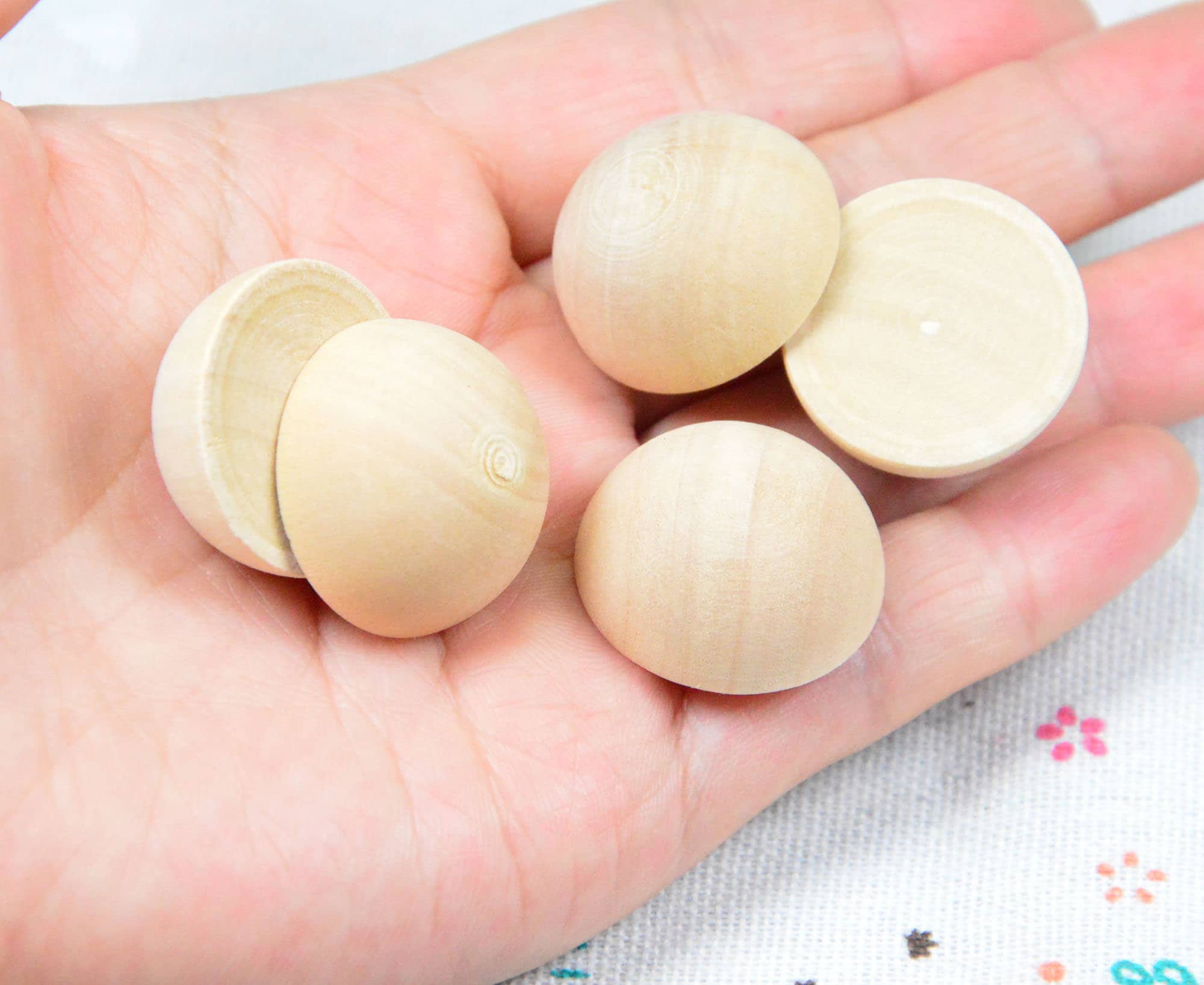 Half Wood Beads for Crafts Unfinished Split Wood Balls Solid Wood