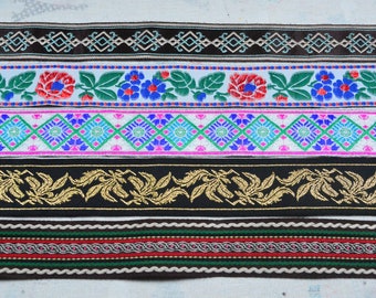 1.34'' Wide Jacquard ribbon trim Floral Embroidered ribbon Woven fabric tape border sewing crafts