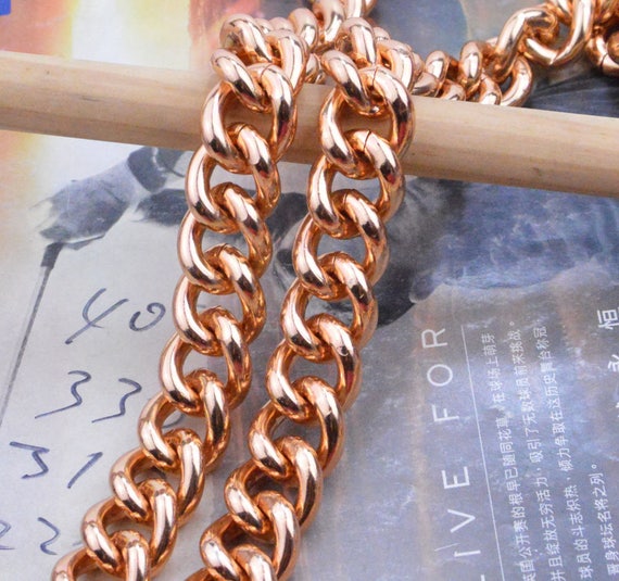 m/ feet Rose gold chain, large Rose gold aluminum chain, open link  twist chain, metal chain Chunky chain curb chain 19x22mm