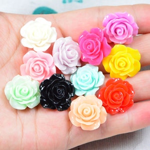 50pcs x 18mm assorted color Resin flowers beads cabochons jewelry flowers