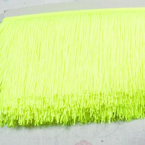 15cm width Neon Yellow fringe trim, Smooth fringe ribbon tassel trim