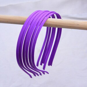 10pcs x 5mm satin headbands, metal hair bands, Ultra Violet satin covered metal headbands