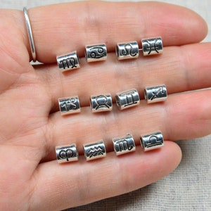 1 set 12pcs Antique silver Zodiac sign beads, Mini Zodiac beads, Astrological Jewelry Zodiac charms 5x7mm
