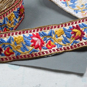 5cm width Flower Jacquard ribbon, Flower Embroidered ribbon Jacquard trim, Ethnic woven border sewing craft, sell by the yard