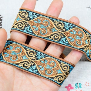 3.3ft Geometric floral Jacquard ribbon Woven border Jacquard trim Sewing craft 1.2&#39;&#39; wide