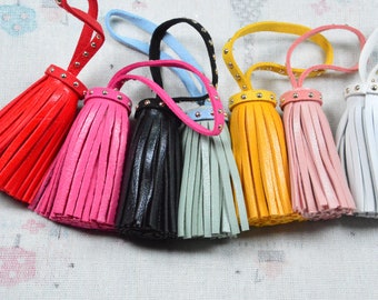 5 PCS large Leather tassels, large keychain tassels, faux leather tassel charms bag keychain supply
