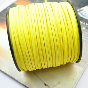 10 yds Yellow flat faux suede cord faux leather cord 2.5x1mm