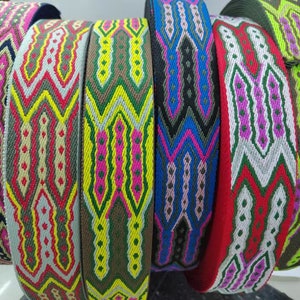 5cm Width Geometric Jacquard ribbon trim, Geometric Woven ribbon for Webbing Bag strap, bag handle handbag strap Guitar strap supply