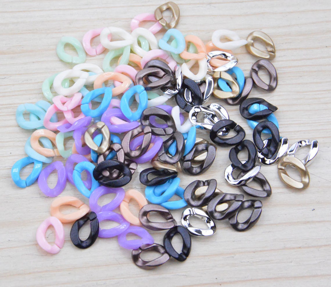 50pcs Plastic Chain Links Assorted Color Small Plastic Links Etsy
