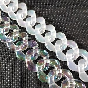 Iridescent shiny acrylic chain, Chunky plastic chain, Open link chain, Purse chain Handbag chain strap