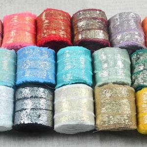 Hot stamping Chiffon ribbon Bouquet Ribbon 1 3/5&quot; x 5 Yards Raw Edge silk Ribbon For Wedding Invitation Stationary Gift Wrap Hand Dyed