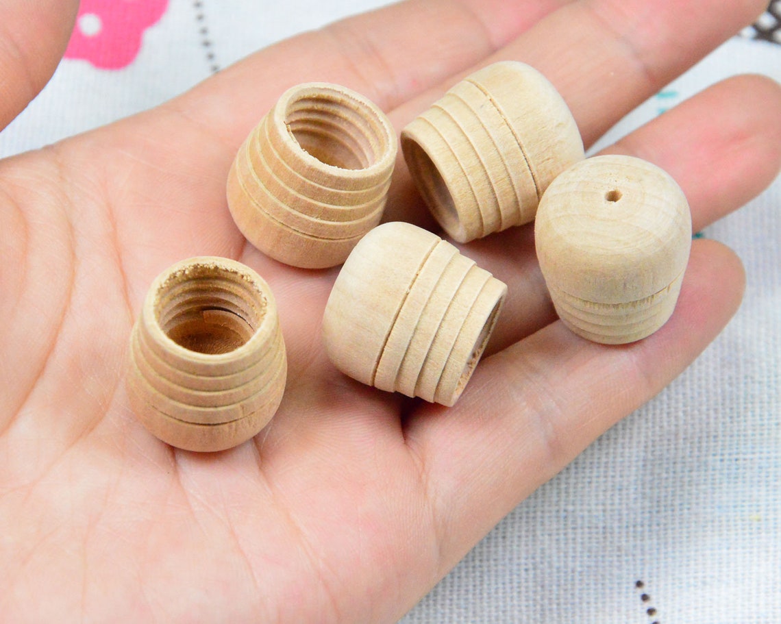 20 wooden caps unfinished spiral wood end caps 15x17mm Etsy