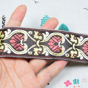 3.3ft Jacquard ribbon Geometric Heart floral Woven border craft ribbon sewing craft 1.6&#39;&#39; wide Jacquard trim