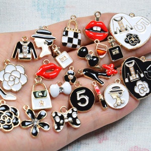Collection 23 Enamel charms, Assorted charms, Gold plated alloy charms for bracelet jewelry making