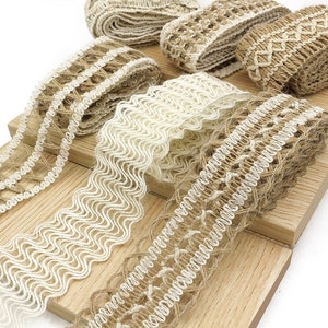 Nastro di canapa naturale da 2 m, nastro di tela di iuta ecologico Bordo di canapa, decorazione di imballaggio per confezioni regalo di nozze, rispettoso dell'ambiente