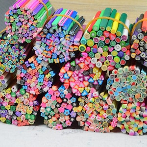 20pcs/50pcs Assorted style Polymer Clay canes, Polymer Clay sticks, Fimo Cane Stick for Nail Art Manicure Decor 5x50mm