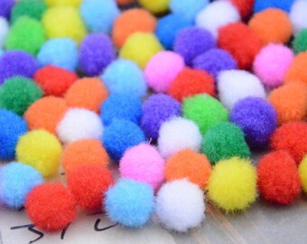 50 pcs Yarn Pom Poms, yarn Balls, fibre pompoms, Assorted color yarn pompom balls, handmade Craft Supply 13mm