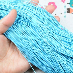 25 yds Blue skinny elastic cord, 1.0mm diamater round elastic thread beaded string for handmade supply