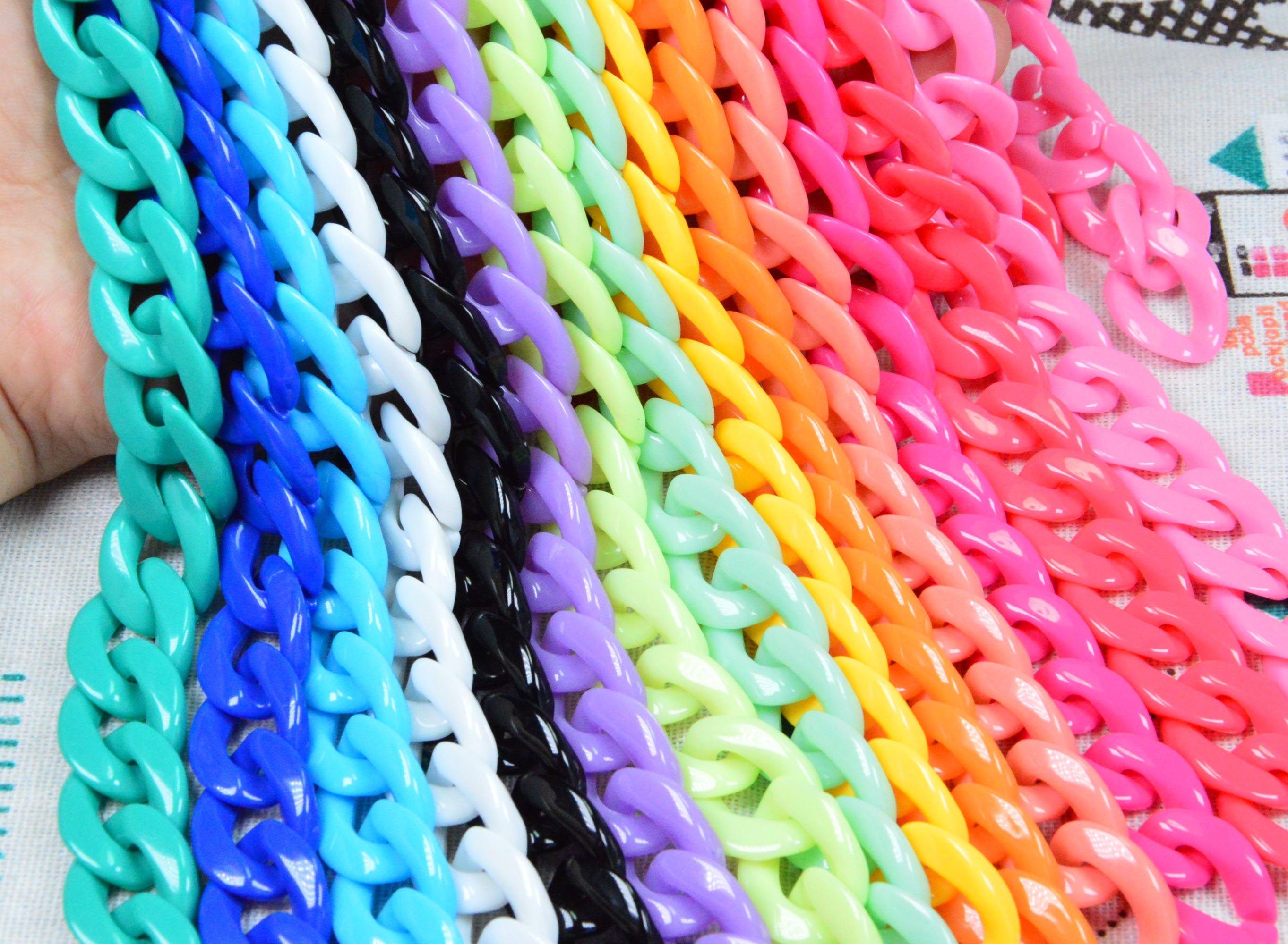 50 Pcs Assorted Color Plastic Chain Links Open Twist Chain Etsy