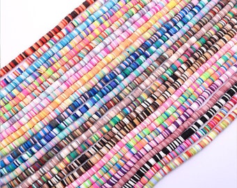 4mm/6mm Rainbow Polymer Clay Disc beads, Vinyl HeiShi Beads, Flat Disc beads for Jewelry making