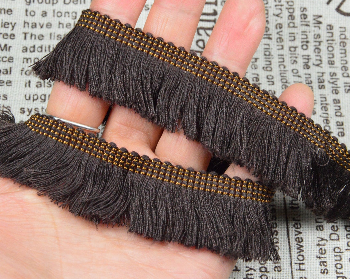 10ft brown cotton fringe trim 1'' wide cotton brush Etsy