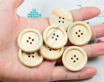 20 pcs/50 pcs Unfinished wooden buttons, 30mm round buttons natural wood buttons for sewing and knitting