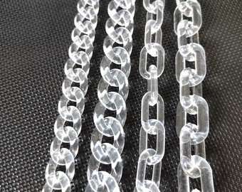 40pcs Matte Clear White Oval Acrylic Chunky Chain Links