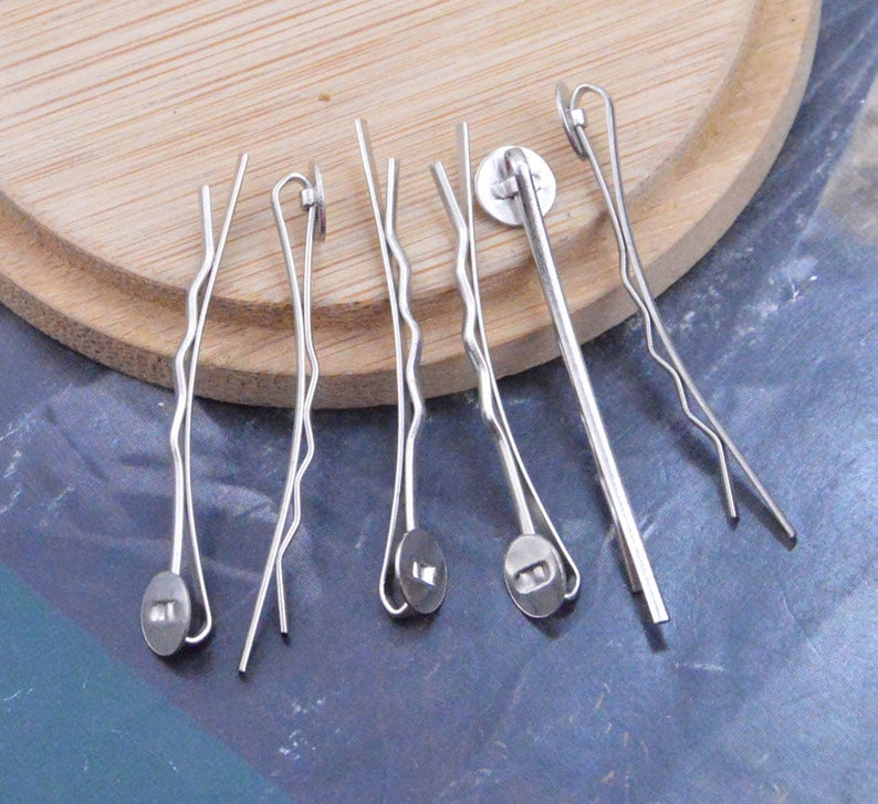 100 blanks hair pin hair bobby pins cabochon tray pin 44mm silver metal pins silver hair clips baby pins hair pins bobby pins