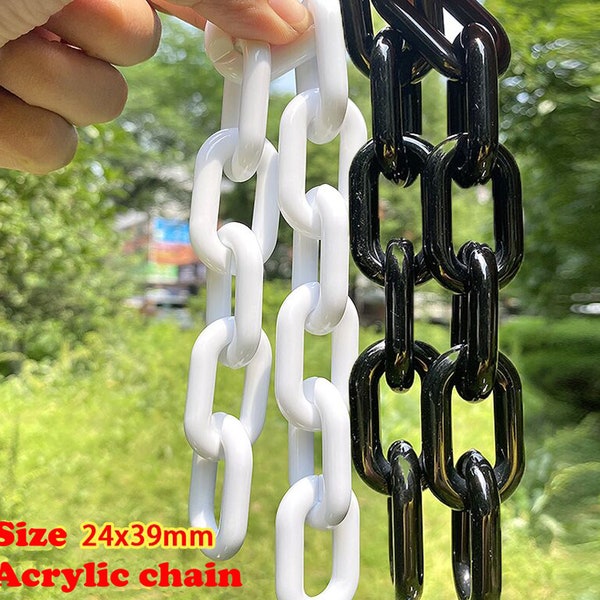 Chunky Acrylic chain, black and white Oval link plastic chain, Open link chain, handbag purse chain, bag Shoulder handle strap chain