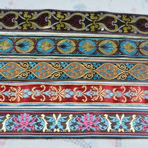 Ethnic Flower Embroidered Jacquard trim Floral Jacquard ribbon Woven border sewing ribbon crafts, choose your like