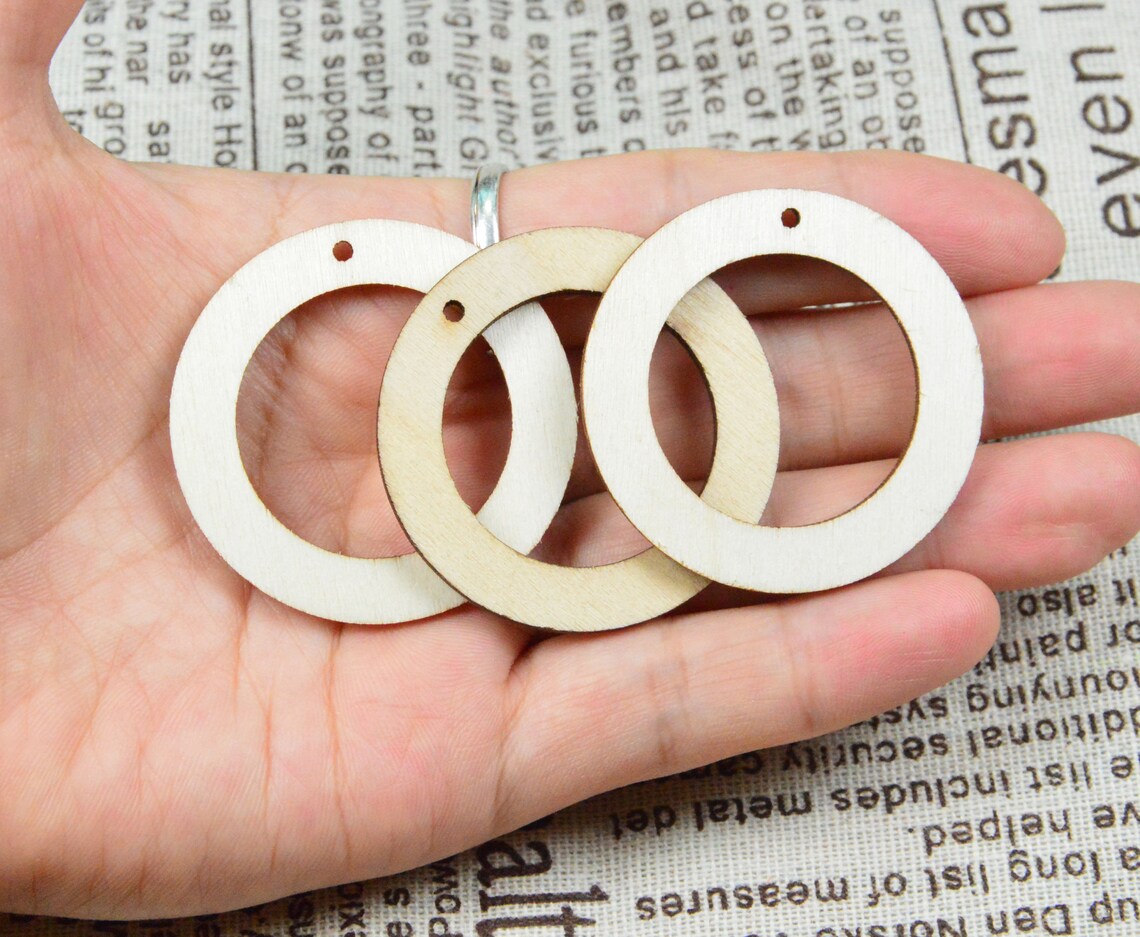 10x Holzringe 70mm - Natürliche Bastelringe Für Makramee & DIY