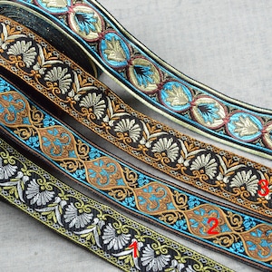 Ethnic Floral Jacquard ribbon trim, Geometric flower Embroidered woven tape Jacquard trim craft ribbon sewing trim