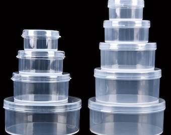 Clear round plastic box, Transparent plastic pot, clear display case, craft storage box, plastic container