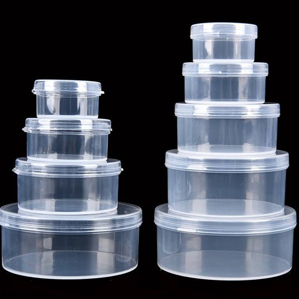 Clear round plastic box, Transparent plastic pot, clear display case, craft storage box, plastic container