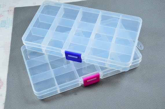 Clear Plastic Box, Rectangular Box With Removable 15 Grids