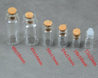 50 pcs small glass bottles, clear glass bottles with cork, glass vials