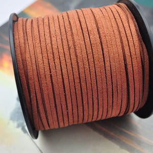 10 yds coffee flat suede cord, faux suede leather cord 2.5x1mm
