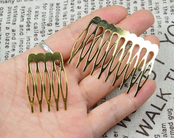 10 pcs/50 pcs gold hair combs, 5teeth/10teeth metal hair combs hair accessories