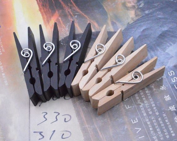 20 Pcs Black/natural Wood Pegs, Wooden Pegs, Large Wood Clothespins, Photo  Clips Hanging Wood Clothes Pegs Clothes Clips 19x73mm 
